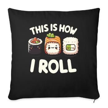 Sushi Food Japon Nigiri Cadeau - Housse de coussin décorative 45 x 45 cm - noir - Devant