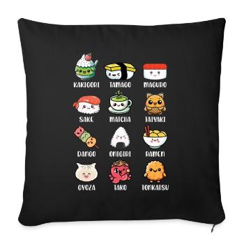 Sushi Food Japon Nigiri Cadeau - Housse de coussin décorative 45 x 45 cm - noir - Devant