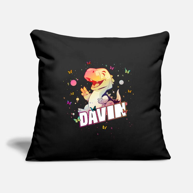 DAVIN - Beautiful boy name with cute DINO T-REX Sofa pillowcase 17,3'' x 17,3'' (45 x 45 cm)