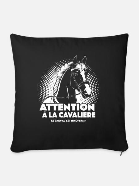 Achten Sie auf den Reiter, das Pferd ist harmlos - Sofakissenbezug 45 x 45 cm - Schwarz