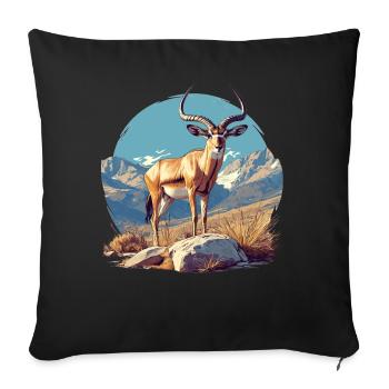 Antilope antilope antilope ouverte - Housse de coussin décorative 45 x 45 cm - noir - Devant