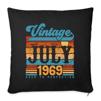 July 1969, July 1969 Birthday Gift. - Sofa pillowcase 17,3'' x 17,3'' (45 x 45 cm) - black - Front