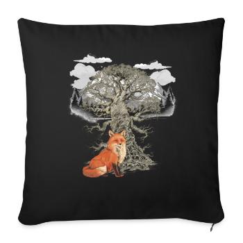 Fox, Foxes, Forest Animals, Mountains, Nature, Wildlife - Sofa pillowcase 17,3'' x 17,3'' (45 x 45 cm) - black - Front