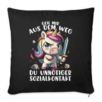 Écarte-toi de mon chemin, contact social inutile - Housse de coussin décorative 45 x 45 cm - noir - Devant