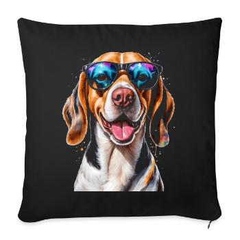 Beagle Sunglasses Dog Funny Animal Design Print - Sofa pillowcase 17,3'' x 17,3'' (45 x 45 cm) - black - Front