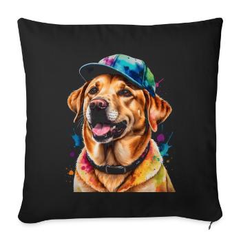 Labrador Retriever Snapback Cap Dog Design Print - Housse de coussin décorative 45 x 45 cm - noir - Devant
