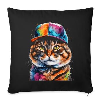 Casquette Snapback Coloré Imprimé Motif D’animal Drôle - Housse de coussin décorative 45 x 45 cm - noir - Devant