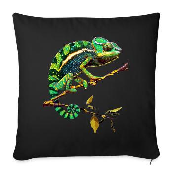 Caméléon, Lézard, Reptile, Iguane, Lézard, Caméléons - Housse de coussin décorative 45 x 45 cm - noir - Devant
