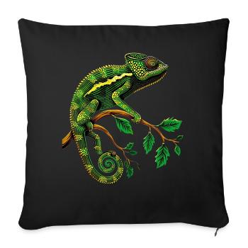 Caméléon, Lézard, Reptile, Iguane, Lézard, Caméléons - Housse de coussin décorative 45 x 45 cm - noir - Devant
