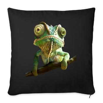 Caméléon, Lézard, Reptile, Iguane, Lézard, Caméléons - Housse de coussin décorative 45 x 45 cm - noir - Devant