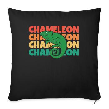 Chameleon Rétro Texte Panthère Voilée - Housse de coussin décorative 45 x 45 cm - noir - Devant