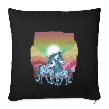 Unicorns, Unicorn, Shaman, Nature, Forest, Native American - Sofa pillowcase 17,3'' x 17,3'' (45 x 45 cm) - black - Front