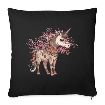 Licornes, Licorne, Chaman, Nature, Forêt, Amérindien - Housse de coussin décorative 45 x 45 cm - noir - Devant