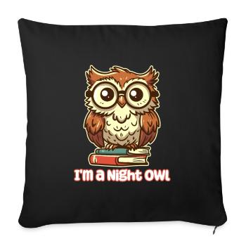 Ich bin eine Nachteule - Nerdy Owl - Sofakissenbezug 45 x 45 cm - Schwarz - Vorne