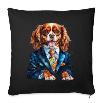 Cavalier King Charles Spaniel Costume Imprimé Chien - Housse de coussin décorative 45 x 45 cm - noir - Devant
