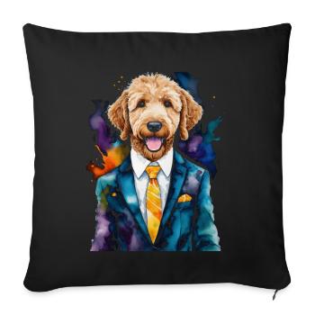Costume Goldendoodle Chien Animal Design Imprimer - Housse de coussin décorative 45 x 45 cm - noir - Devant