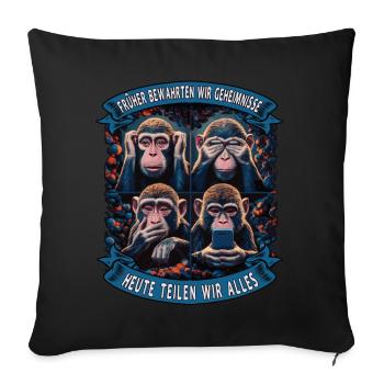 funny way monkey saying cell phone social media - Sofa pillowcase 17,3'' x 17,3'' (45 x 45 cm) - black - Front