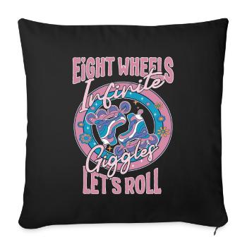 Rollerblades Blade Eight Wheels Let ́s Roll Cadeaux - Housse de coussin décorative 45 x 45 cm - noir - Devant