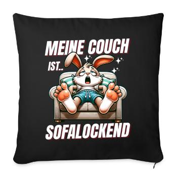 Drôle de lapin pour dormir et se détendre - Housse de coussin décorative 45 x 45 cm - noir - Devant
