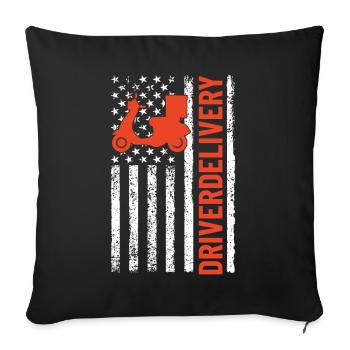 Chauffeur-livreur USA Drapeau Drôle Livraison Patriotique - Housse de coussin décorative 45 x 45 cm - noir - Devant