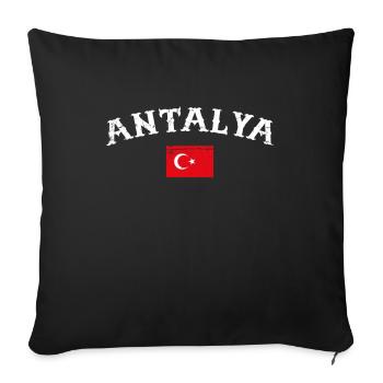 Antalya Turquie Vintage Turquie Drapeau turc - Housse de coussin décorative 45 x 45 cm - noir - Devant