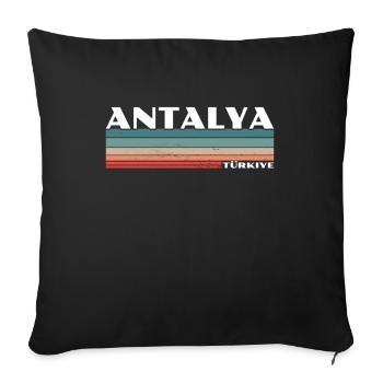 Antalya Türkiye Turkey Retro Turkey Turkish - Sofa pillowcase 17,3'' x 17,3'' (45 x 45 cm) - black - Front