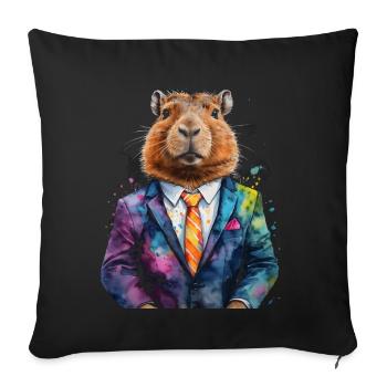 Costume Capybara Capy Imprimé Animal Coloré - Housse de coussin décorative 45 x 45 cm - noir - Devant