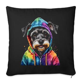 Zwergschnauzer Hoodie Hund Lustig Tier Print - Sofakissenbezug 45 x 45 cm - Schwarz - Vorne