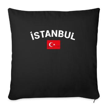 Istanbul Turquie Vintage Turquie Drapeau turc - Housse de coussin décorative 45 x 45 cm - noir - Devant
