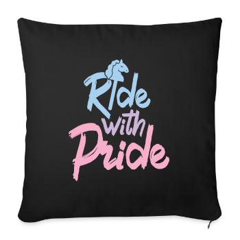 Ride with Pride - Hobby Horse Steckenpferd - Sofa pillowcase 17,3'' x 17,3'' (45 x 45 cm) - black - Front