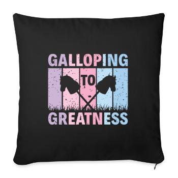 Galloping To Greatness - Hobby Horse Steckenpferd - Sofakissenbezug 45 x 45 cm - Schwarz - Vorne