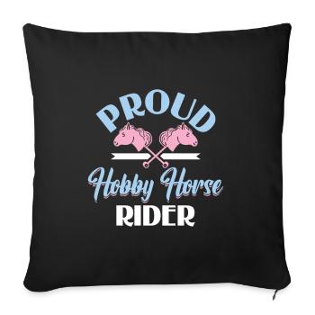 Fier cavalier de cheval de loisir - Cheval de loisir Steckenpferd - Housse de coussin décorative 45 x 45 cm - noir - Devant