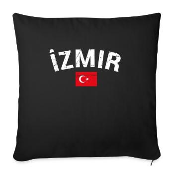 Izmir Turquie Vintage Turquie Drapeau turc Turc - Housse de coussin décorative 45 x 45 cm - noir - Devant