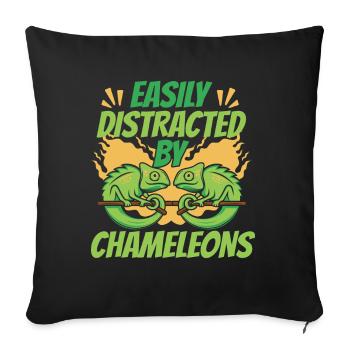 Easily Distracted By Chameleons Veiled Panther - Sofa pillowcase 17,3'' x 17,3'' (45 x 45 cm) - black - Front