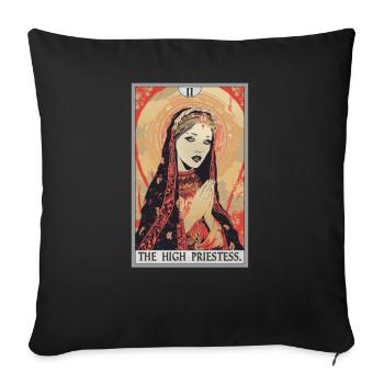 Carte de tarot La Grande Prêtresse La Grande Prêtresse - Housse de coussin décorative 45 x 45 cm - noir - Devant