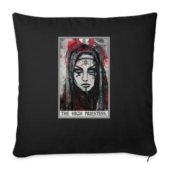 Carte de tarot La Grande Prêtresse La Grande Prêtresse - Housse de coussin décorative 45 x 45 cm - noir - Devant