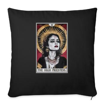 Carte de tarot La Grande Prêtresse La Grande Prêtresse - Housse de coussin décorative 45 x 45 cm - noir - Devant