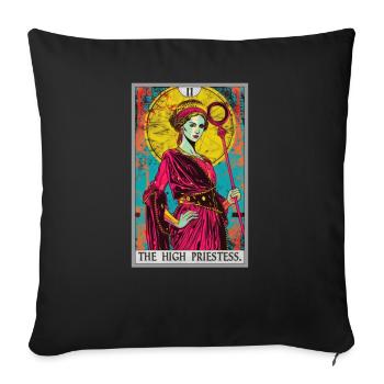 Carte de tarot La Grande Prêtresse La Grande Prêtresse - Housse de coussin décorative 45 x 45 cm - noir - Devant