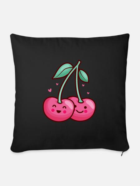 Kirsche Kirschbaum Kirschblüte Frucht Geschenk - Sofakissenbezug 45 x 45 cm - Schwarz