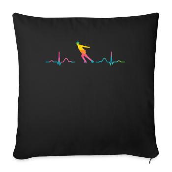 Figure Skating Ice Skating Figure Skating - Sofa pillowcase 17,3'' x 17,3'' (45 x 45 cm) - black - Front