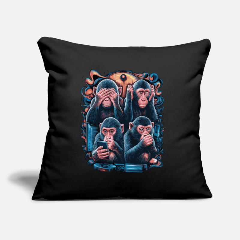 Wise Monkey With Mobile Phone Funny Multi Media Design Sofa pillowcase 17,3'' x 17,3'' (45 x 45 cm)