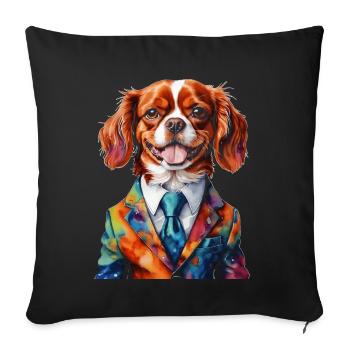 Cavalier King Charles Spaniel Costume Imprimé Chien - Housse de coussin décorative 45 x 45 cm - noir - Devant