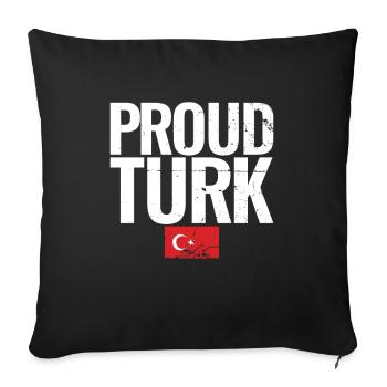 Fier Turc Vintage Turquie Drapeau Turc Turc - Housse de coussin décorative 45 x 45 cm - noir - Devant