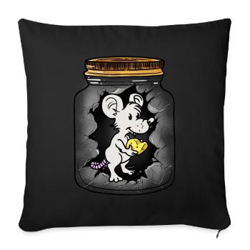 Message in a Bottle Cheese Mouse Mice Rat Greeting Birthday - Sofa pillowcase 17,3'' x 17,3'' (45 x 45 cm) - black - Front