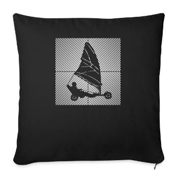 Voile sur sable Windracer Voile terrestre Marin terrestre - Housse de coussin décorative 45 x 45 cm - noir - Devant