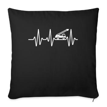Conception de battements de cœur avec camion de pompiers - Housse de coussin décorative 45 x 45 cm - noir - Devant