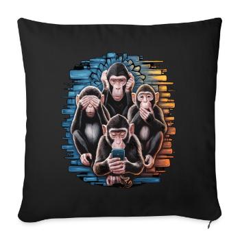 Wise Monkey With Mobile Phone Funny Multi Media Design - Sofa pillowcase 17,3'' x 17,3'' (45 x 45 cm) - black - Front