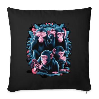 Wise Monkey With Mobile Phone Funny Multi Media Design - Sofa pillowcase 17,3'' x 17,3'' (45 x 45 cm) - black - Front