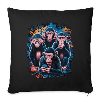 Wise Monkey With Mobile Phone Funny Multi Media Design - Sofa pillowcase 17,3'' x 17,3'' (45 x 45 cm) - black - Front