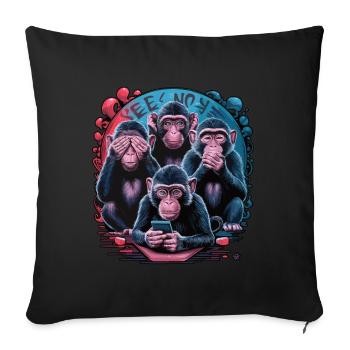 Wise Monkey With Mobile Phone Funny Multi Media Design - Sofa pillowcase 17,3'' x 17,3'' (45 x 45 cm) - black - Front